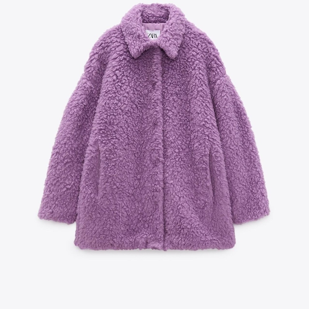 Zara Women's Lavender Teddy Coat